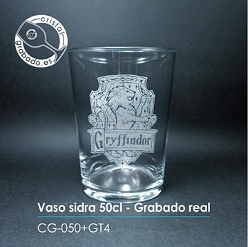 Vaso de sdira grabado con escudo Harry Potter